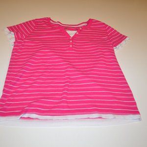 Made for Life Pull On Pink/White Stripped T-Shirt